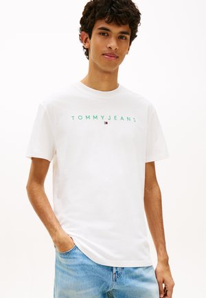 LINEAR LOGO TEE - Βασικό μπλουζάκι - ecru/bahama green