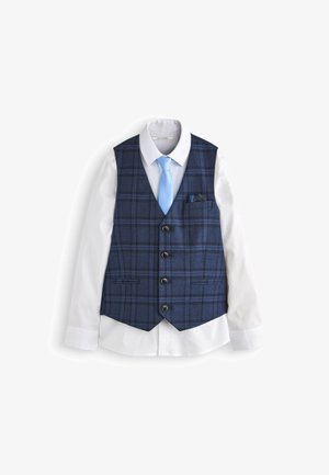 NEXT (12MTHS-16YRS) - Weste - blue check waistcoat, white shirt & tie set