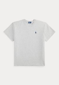 Φωτεινό γκρι T-shirt με κοντά μανίκια και στρογγυλή λαιμόκοψη με μικρό σκούρο μπλε κεντημένο λογότυπο παίκτη πόλο στο αριστερό στήθος.