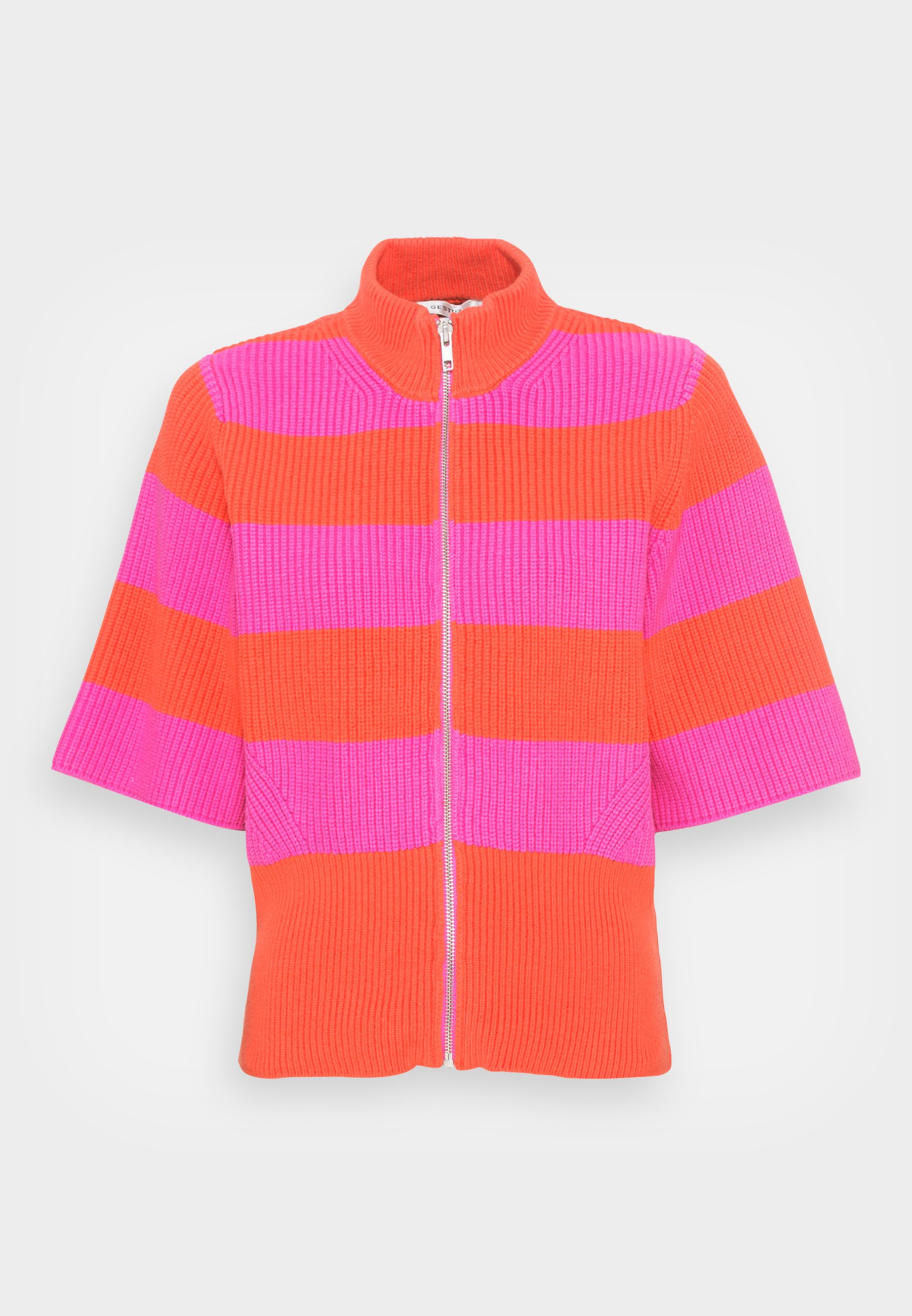 red zipper cardigan
