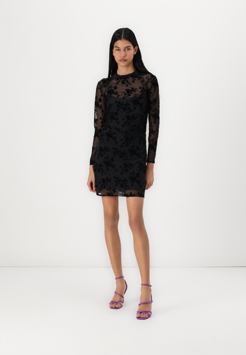 Abercrombie & Fitch The A&F Paloma Long-Sleeve Mesh Mini Dress - Day dress  - black beauty/black - Zalando.ie