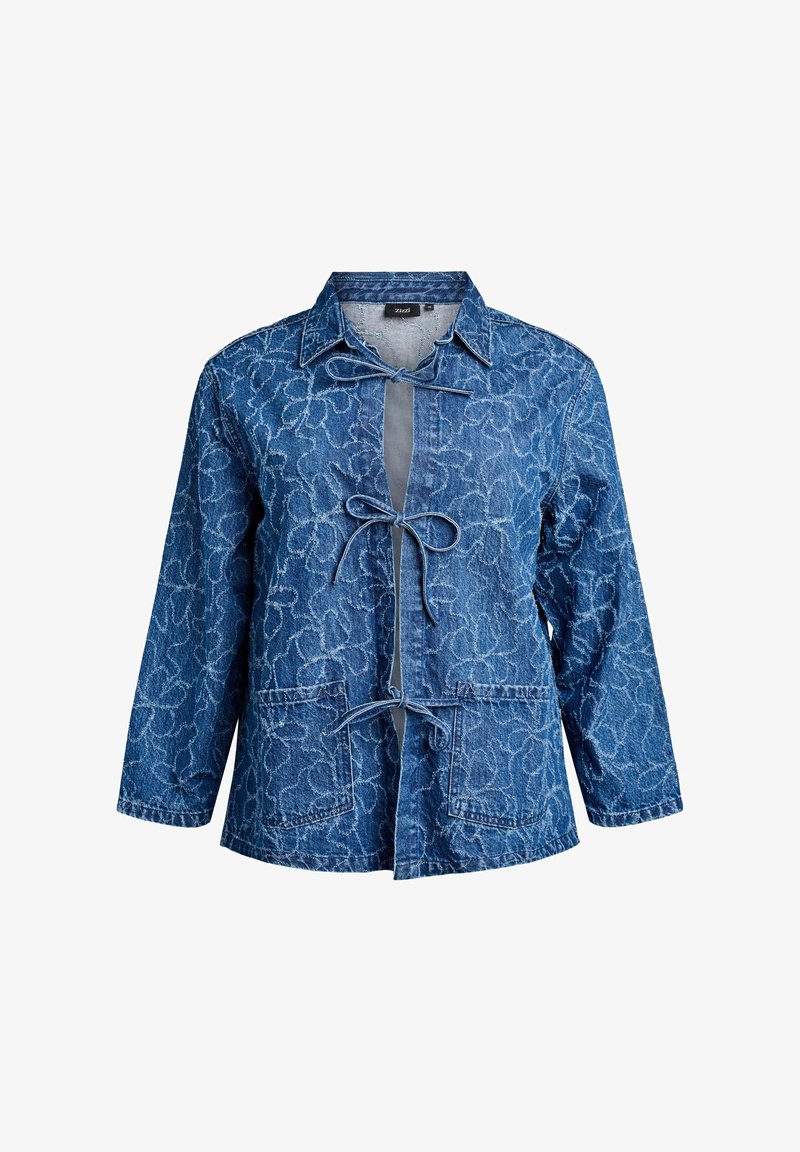 Zizzi MIT BINDEVERSCHLUSS UND TASCHEN - Farkkutakki - blue denim destroy