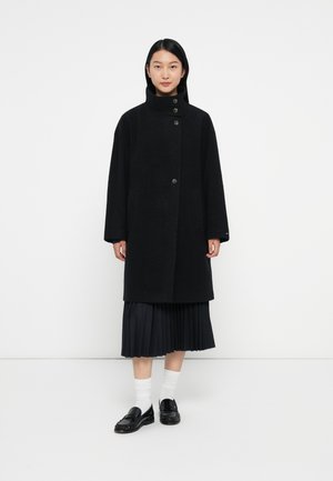 TEXTURE FUNNEL COAT - Mantel - black