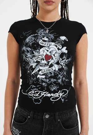 WOMENS DEATH OR GLORY LOVE CAP SLEEVE - T-shirt print - black