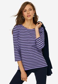 LAURASØN REGULAR FIT RINGEL RUNDHALS 3/4-ÄRMEL - Langarmshirt - purple