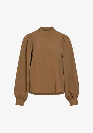 VILA, LONG SLEEVED TOP VIPALLAS HIGH NECK - Blúzka - brown