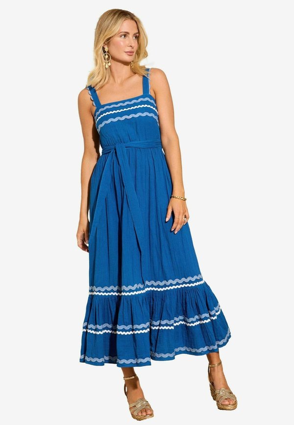 REGULAR FIT - CRINKLE TRIM TIERED MIDI SUN  - Freizeitkleid