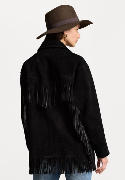 Polo Ralph Lauren FRINGE SUEDE WESTERN JACKET - Leather jacket - black