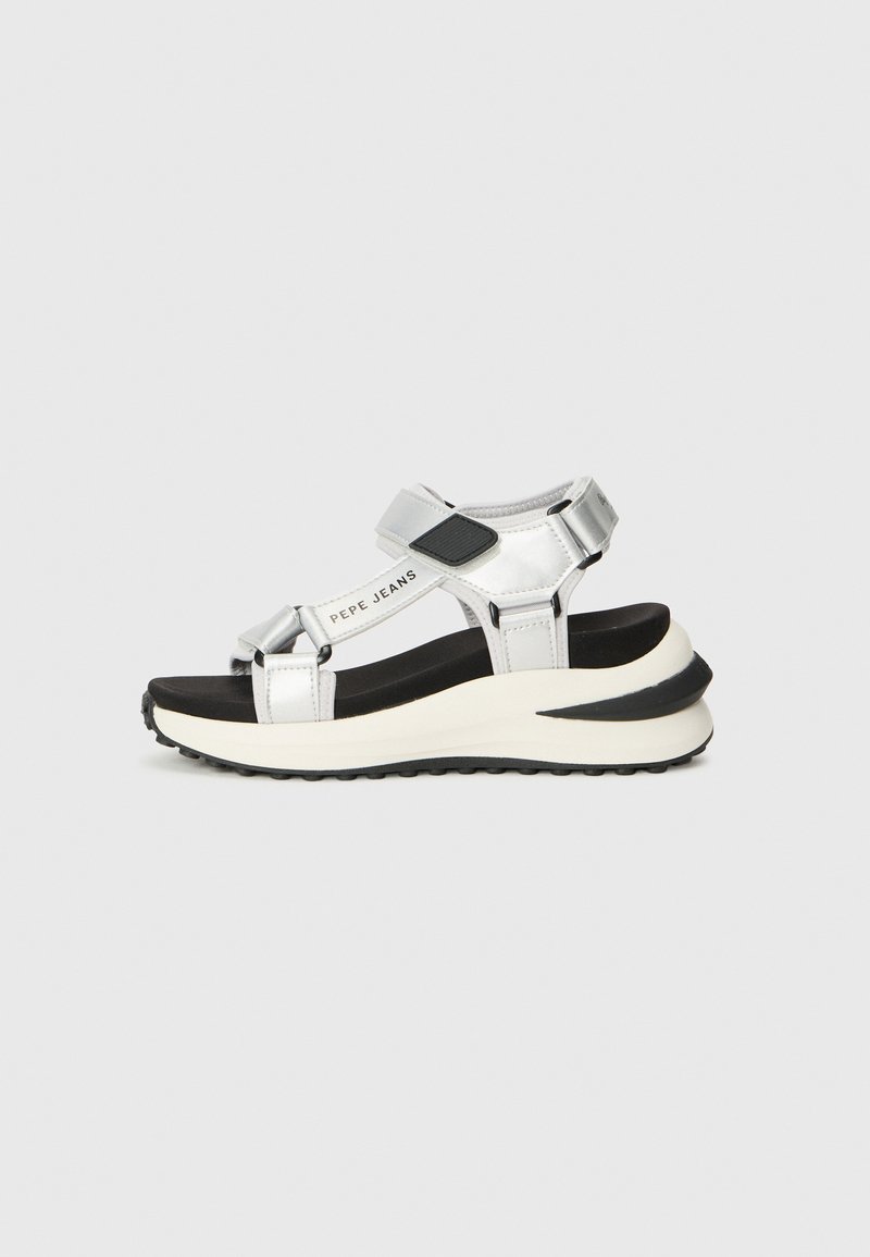 Pepe Jeans Sandalen met sleehak zilverkleurig