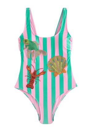 REGULAR FIT - BEADED EMBELLISHED TUMMY CONTROL SCOOP - Plavky - pink green stripe