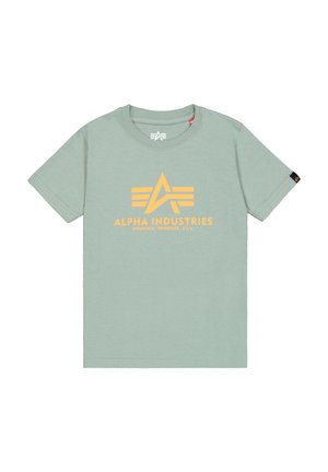 Light green short-sleeve T-shirt with yellow Alpha Industries logo and text "KNOXVILLE, TENNESSEE, U.S.A." centered on the chest.
