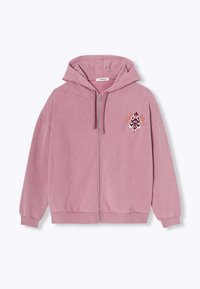 Promod BRODÉ À CAPUCHE - Sweat zippé - rose