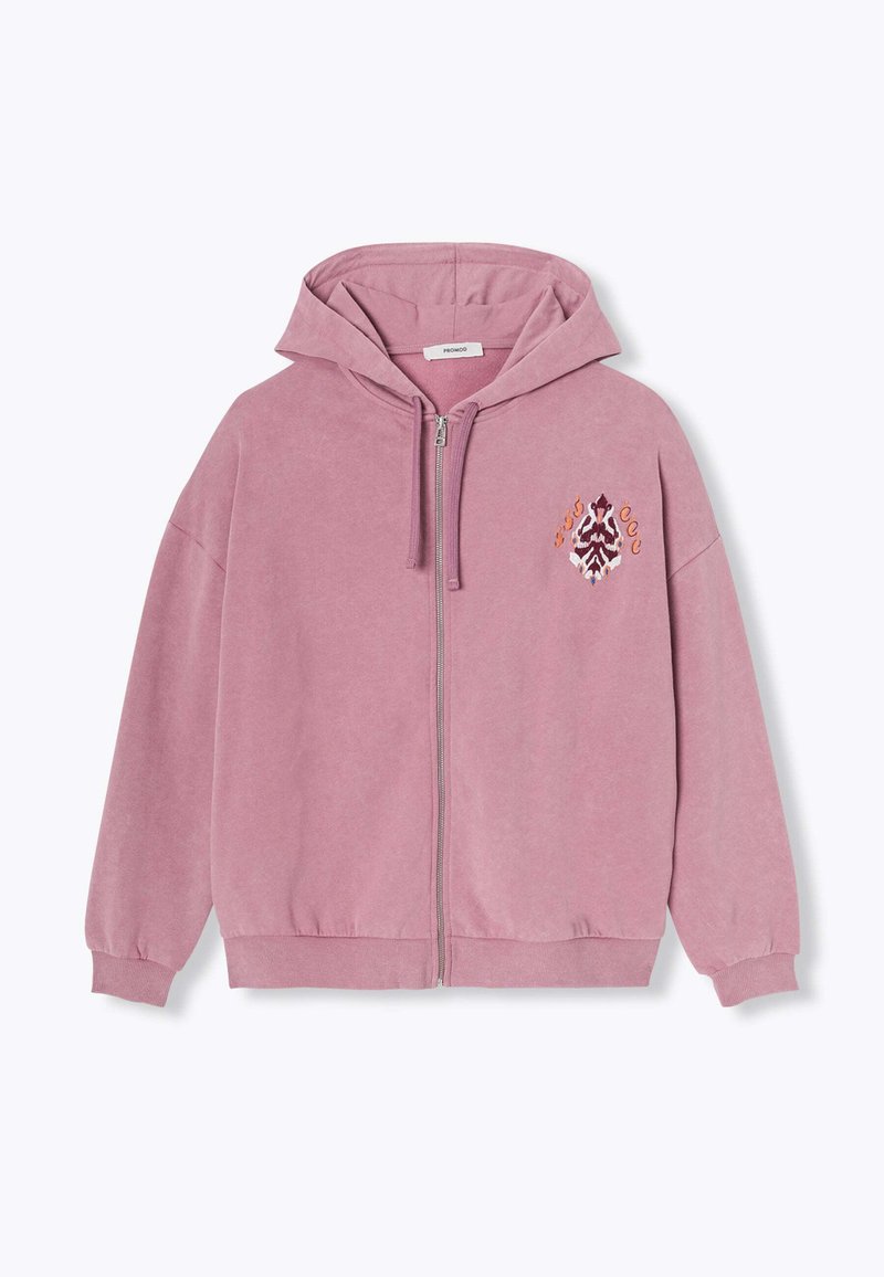 Sweat mixte à capuche ouverture zippée - vieux rose - - 9.00