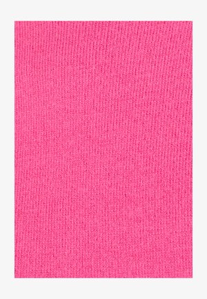 Gebreide stof in levendig roze, met een subtiele geribbelde textuur. Gladde oppervlakte met een consistente kleur, geen merkbare patronen.