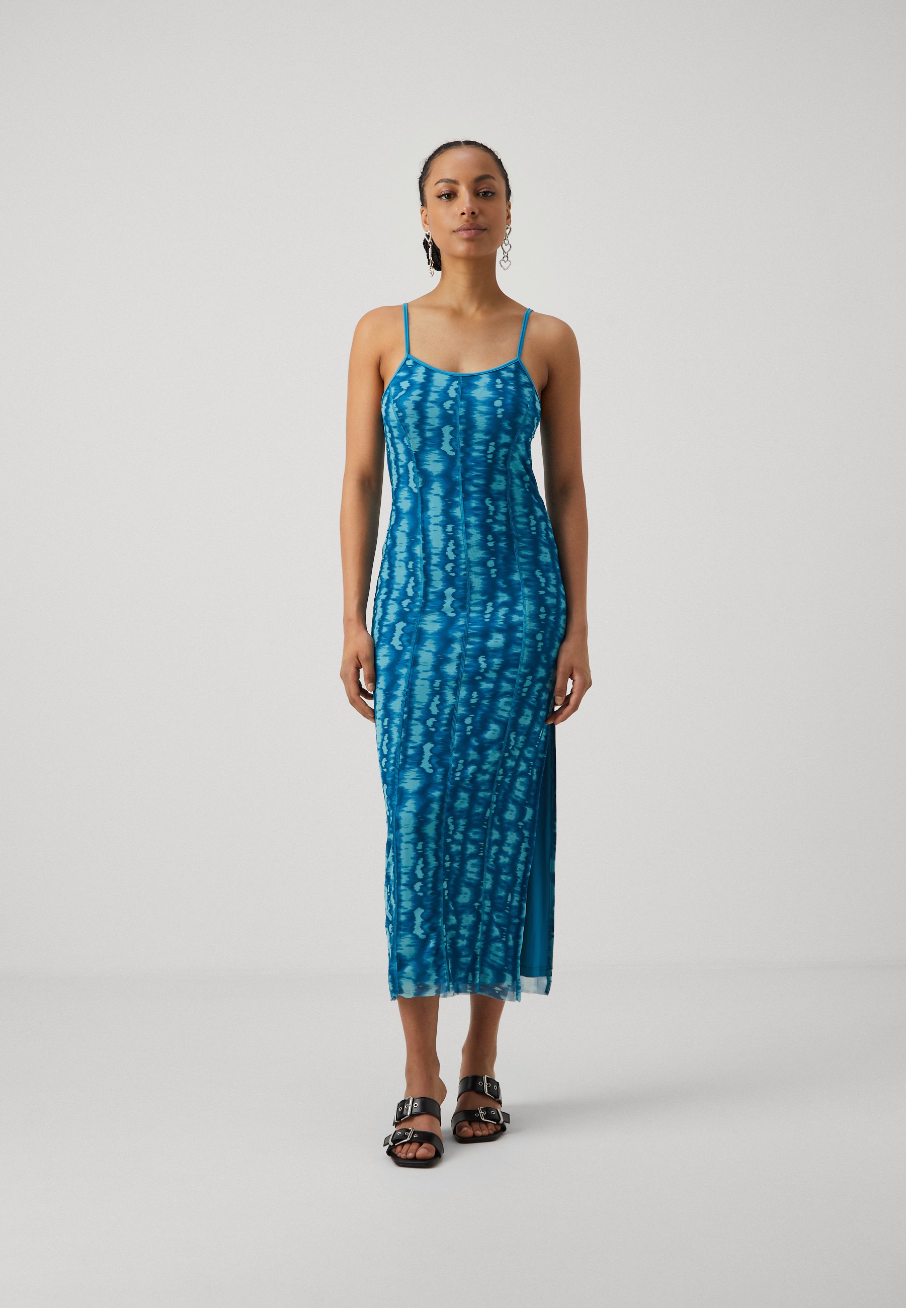 パーティードレス Caia Crystal Blue Chiffon Pleated Dress cdm24016l_pacific_blue_back.jpg