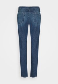 Mörkblå jeans med slim fit, med en midja i normalhöjd, två bakfickor och en slät denimtextur.