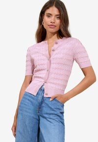 REGULAR FIT STITCHY SHORT SLEEVE  - Kardigan - lilac purple