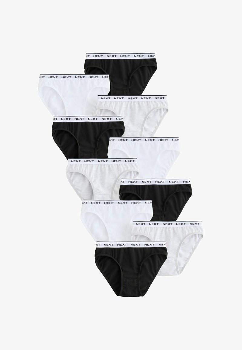 Caleçons en coton uni en noir, blanc et gris. Chacun dispose d'une taille élastique avec "NEXT" imprimé dans une couleur contrastante.