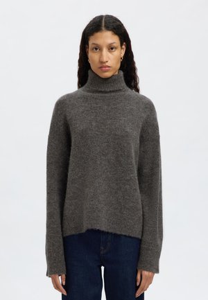Selected Femme SLFLULU ROLL NECK  - Džemper - medium grey
