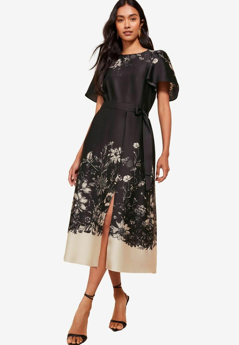 Friends Like These FLUTTER SLEEVE PRINTED MIDI REGULAR FIT - Freizeitkleid - black white