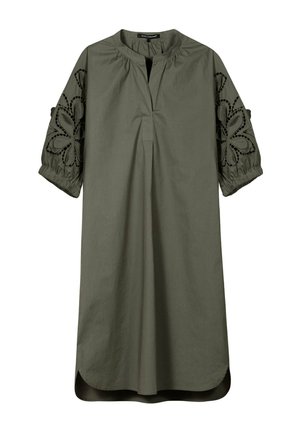 Luisa Cerano, LUISA CERANO MIDI-KLEID MIT LOCHSTICKEREI - Day dress - khaki