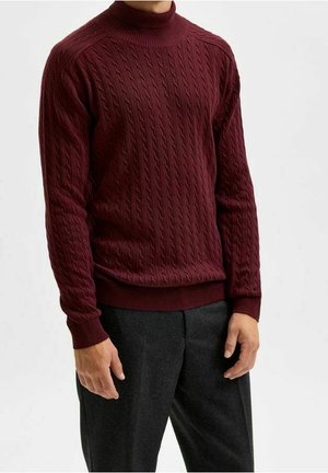 Selected Homme Strickpullover - dark red