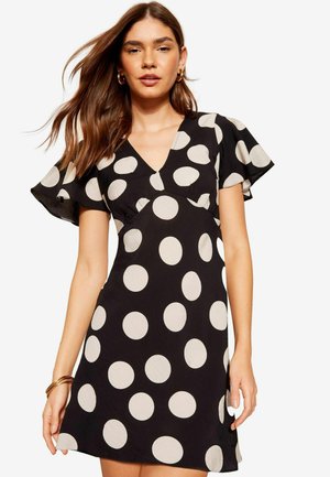 Friends Like These REGULAR FIT - FLUTTER SLEEVE BACK  - Freizeitkleid - black white