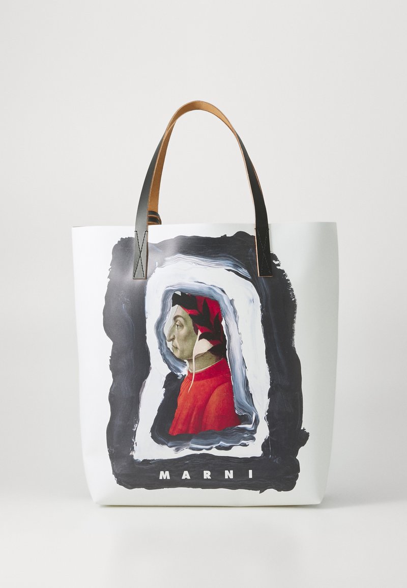 Marni TRIBECA UNISEX - Shopping bag - white/black/arbutus