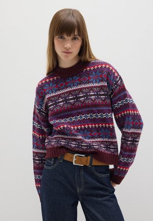ROUND NECK - Pullover - red/purple
