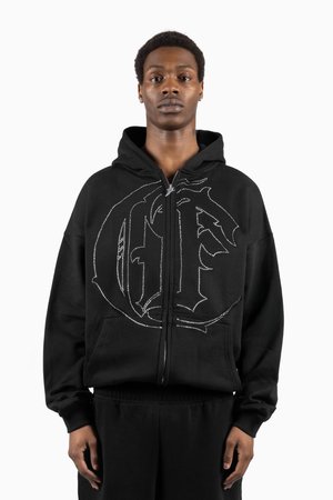 FAVELA BIG OLD FRONTZIP - Zip-up sweatshirt - black