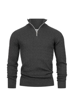 Kronstadt, CABLE HALF-ZIP - Trui - charcoal mix