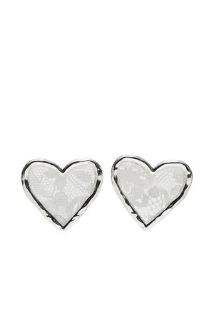 Stradivarius, LACE HEART STUD EARRINGS - Boucles d'oreilles - metallic grey