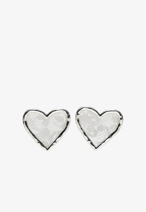 Stradivarius, LACE HEART STUD EARRINGS - Boucles d'oreilles - metallic grey