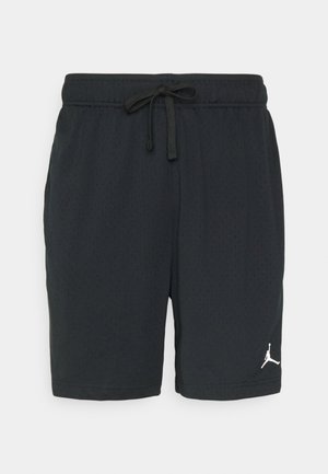 Pantaloni sportivi neri realizzati in tessuto perforato, con vita elasticizzata e coulisse. Presentano un logo bianco sul lato sinistro in basso.