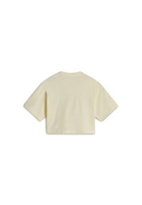 Cropped t-shirt in pale yellow cotton, featuring short sleeves and a crew neck. Smooth texture with a simple, clean design.