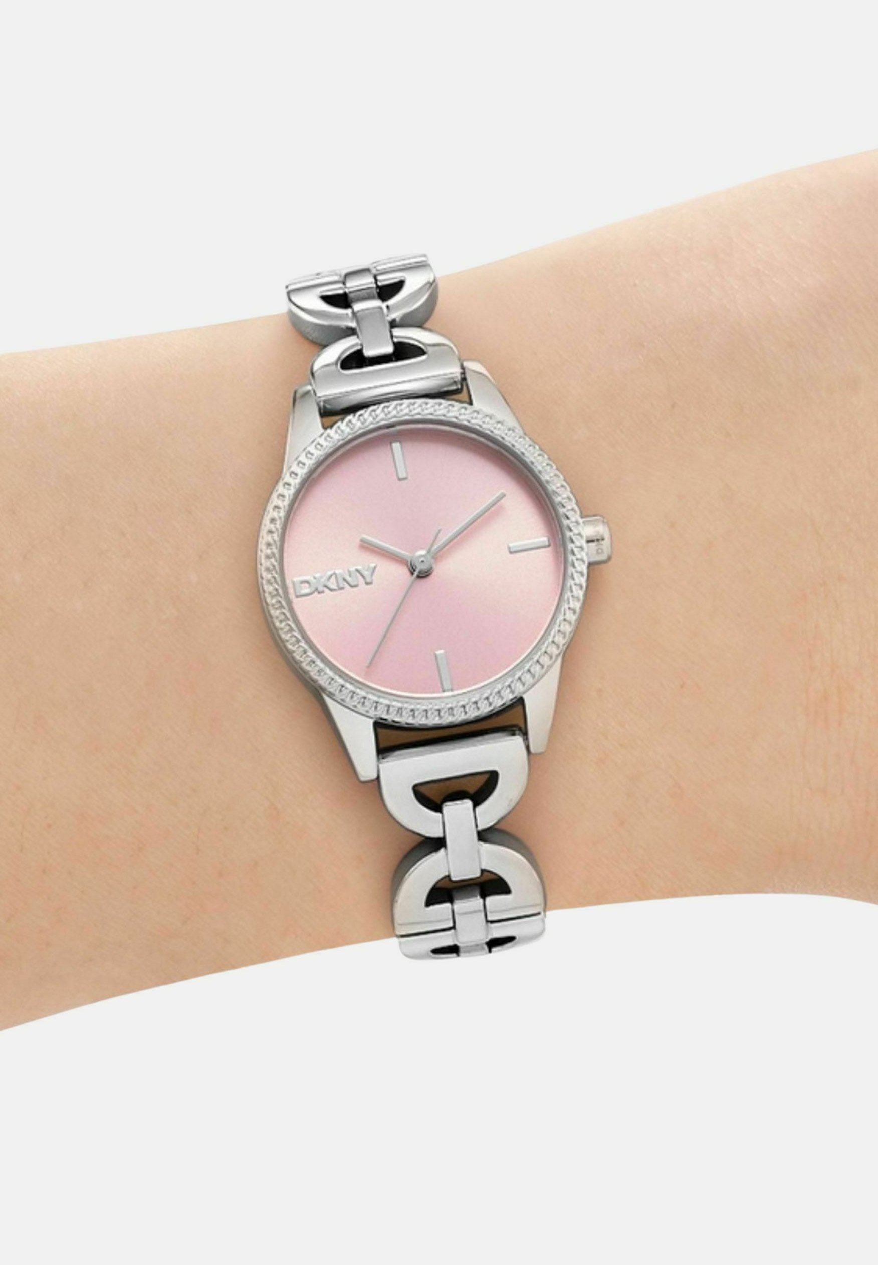 DKNY QUARZ OPEN LINK - Watch - silver-coloured/rosa/silver 