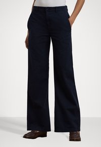 Lauren Ralph Lauren COTTON TWILL WIDE LEG PANT - Hlače - navy