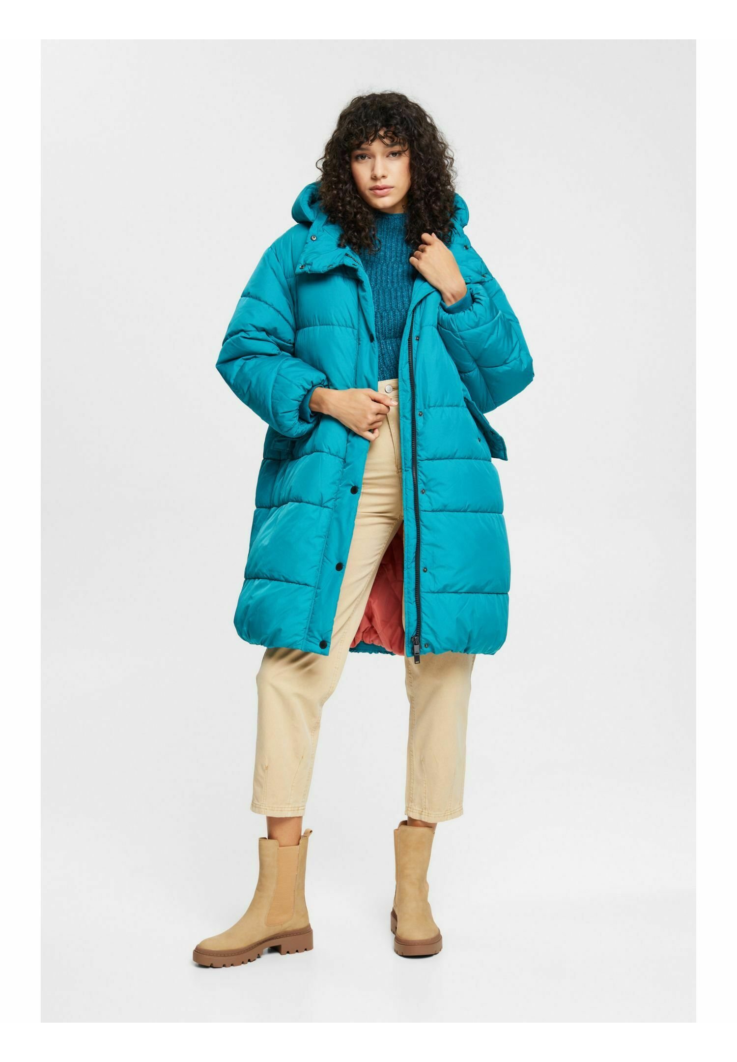 EDC by Esprit Winter Coat Teal Blue, Women's, Size: Large, Blue-grey