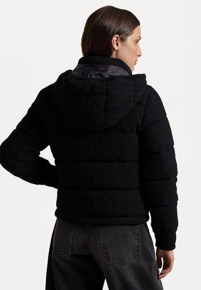 Polo Ralph Lauren CABLE KNIT HOODED DOWN COAT - Páperová bunda - black