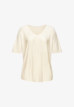 LASCANA, PLISSEESHIRT - T-Shirt basic - creme