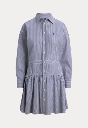 STRIPED COTTON POPLIN PANELED SHIRTDRESS - Vestido camisero - white/fall royal