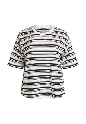 Zizzi, KASTIGES T-SHIRT MIT STREIFENMUSTER - Μπλουζάκι με στάμπα - schwarz