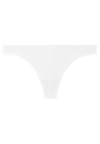Perizoma in cotone bianco, con un design senza cuciture, una vita sottile e una texture liscia, che offre una copertura minimalista.
