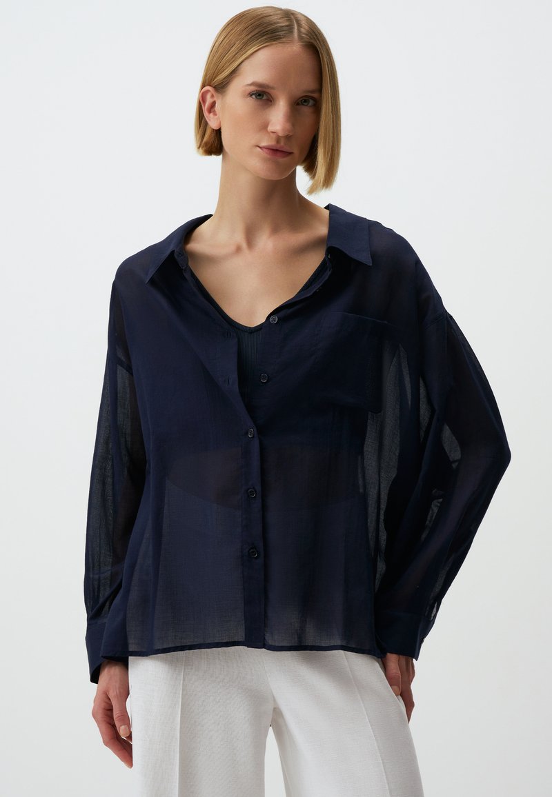 Jimmy Key LONG SLEEVE PLAIN - Hemdbluse - dark blue