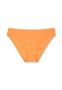 Culotte arancione in bikini realizzata in tessuto morbido. Caratterizzata da un waistband a media altezza e copertura minima con dettagli di cucitura sottili.