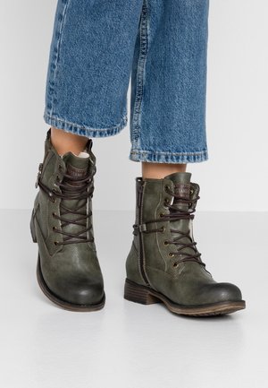 Bottines à lacets - olive