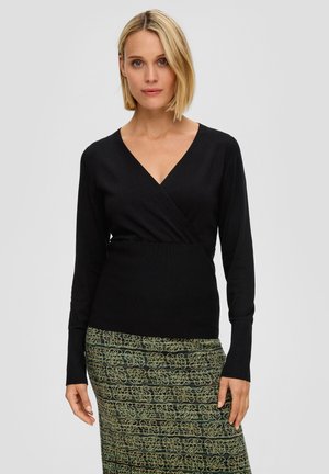 s.Oliver BLACK LABEL IN WICKELOPTIK - Strickpullover - schwarz