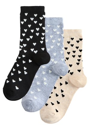 3 PACK - Zoknik - black white hearts