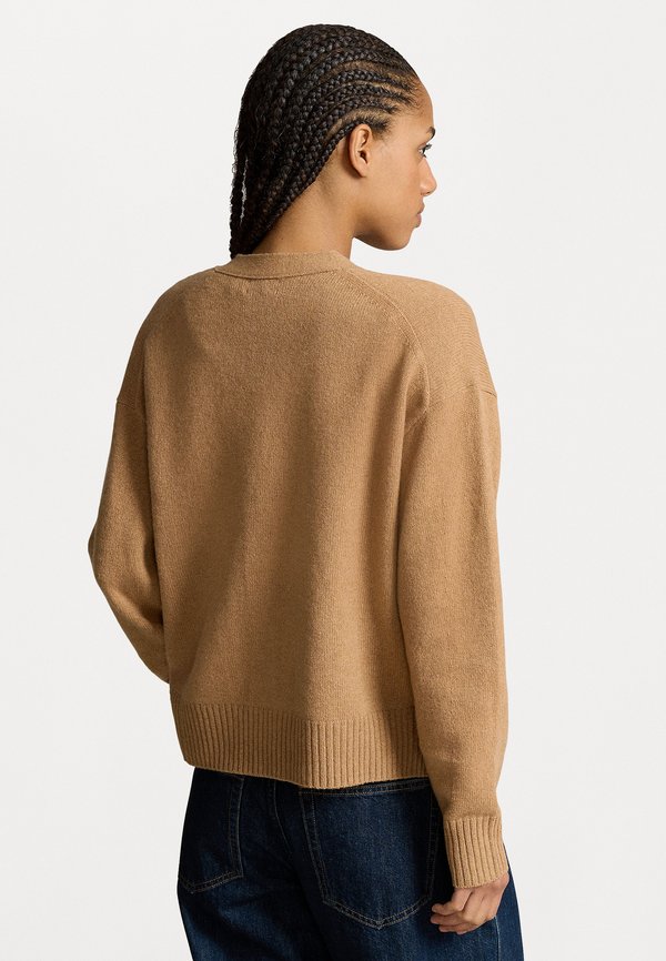 WOOL BLEND V NECK CARDIGAN - Cardigan - collection camel melange4