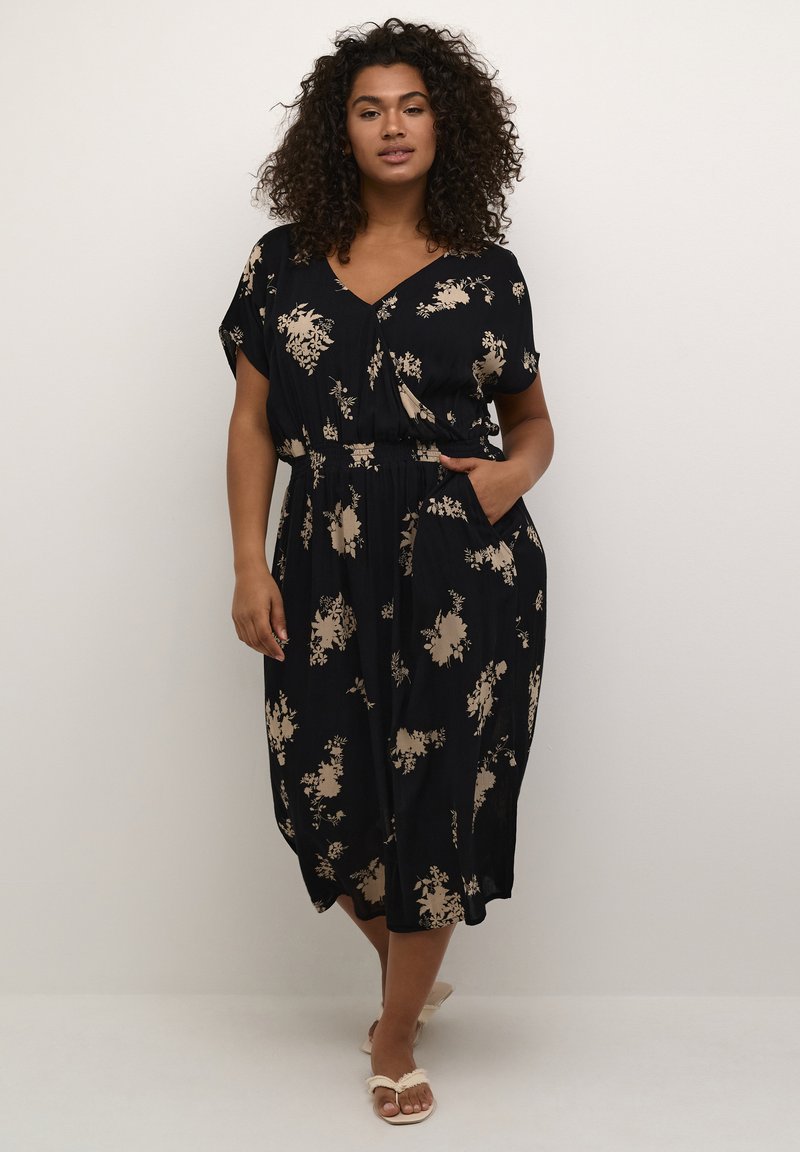 Kaffe Curve - JENNA  - Rochie de zi - black brown flower print, Extindeți